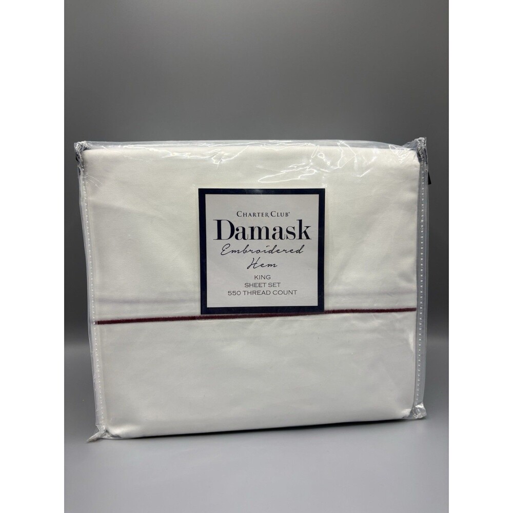 Charter Club Damask Embroidered Hem 550 Thread Count King Sheet Set
